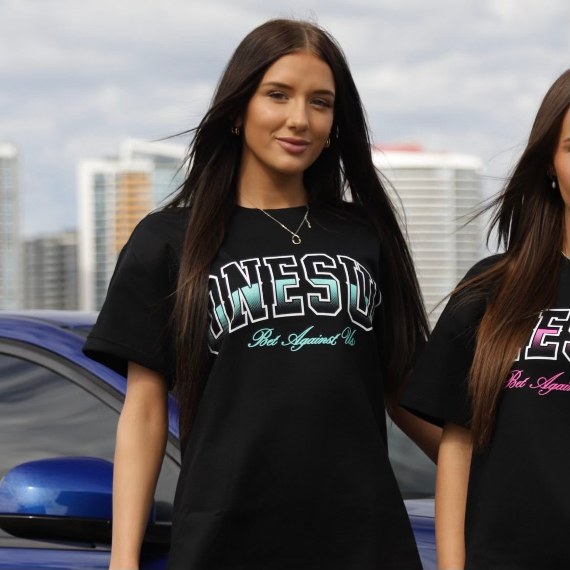 Onesup Oversized Tee (Black & Aqua)