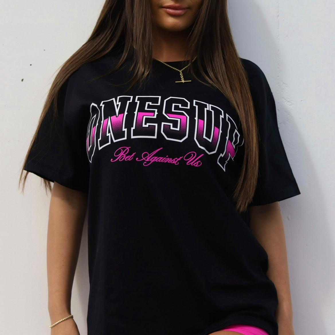OnesUp Oversized Tee (Black & Pink)