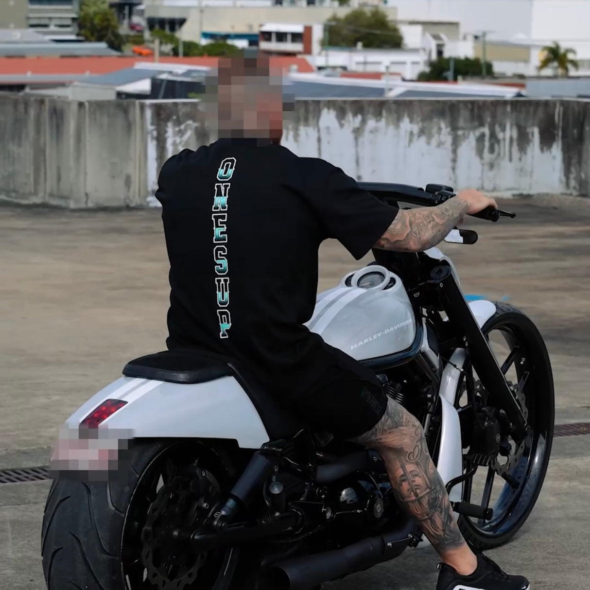 Onesup Oversized Tee (Black & Aqua)
