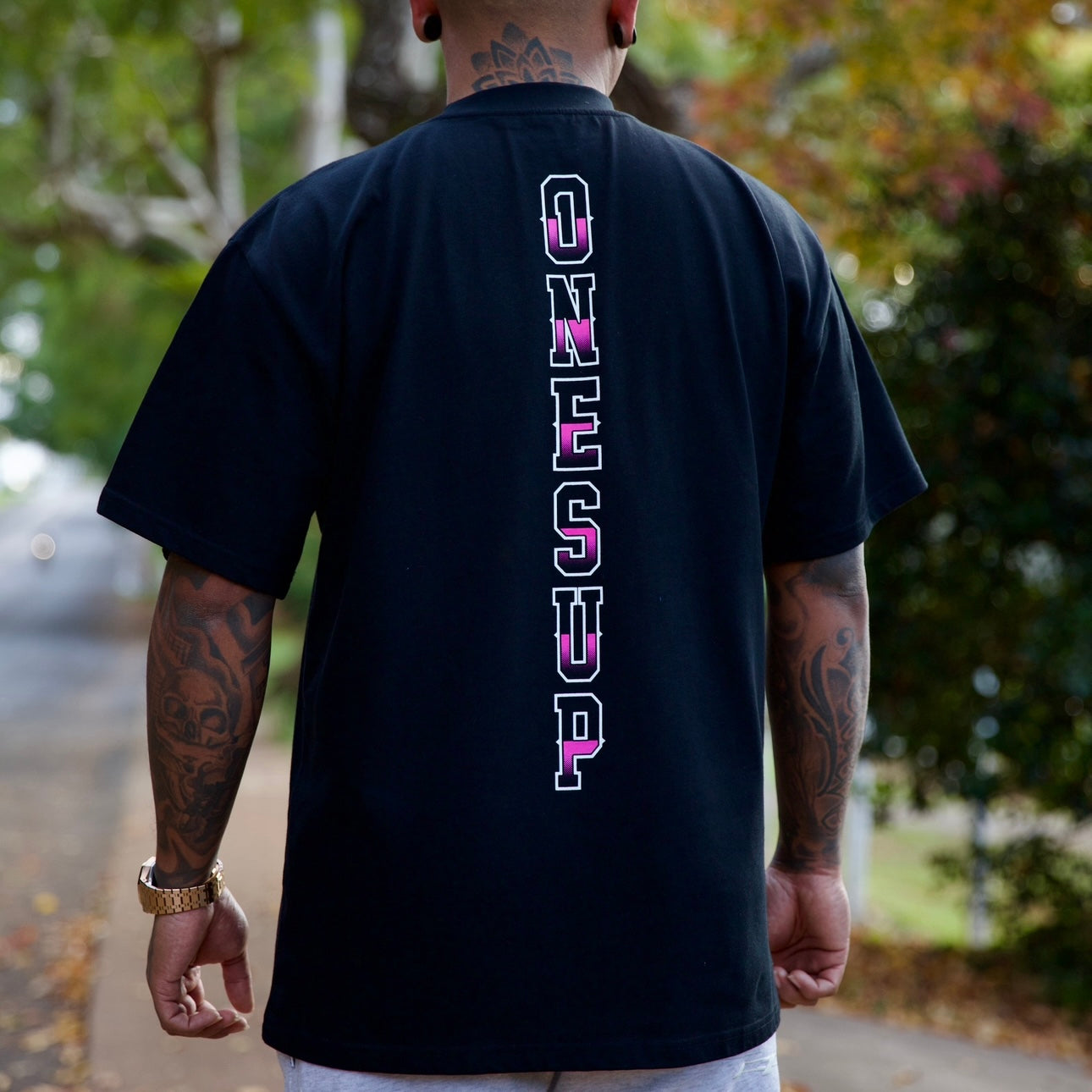 OnesUp Oversized Tee (Black & Pink)