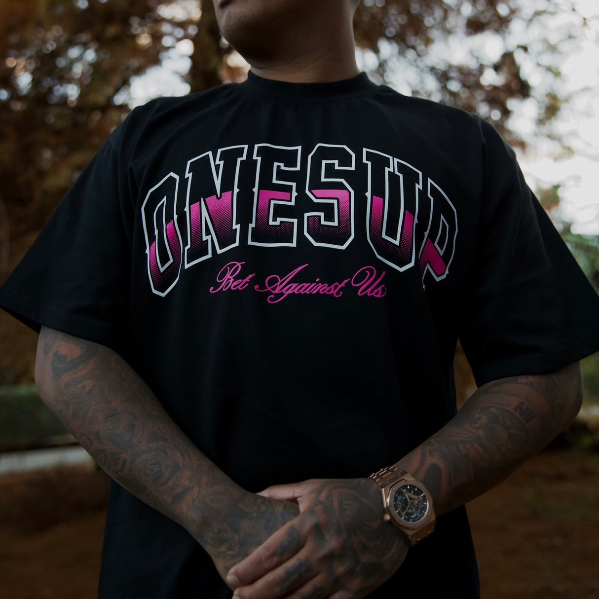 OnesUp Oversized Tee (Black & Pink)