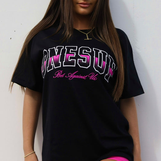 OnesUp Oversized Tee (Black & Pink)